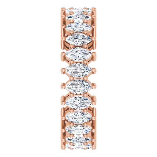 14K Gold Marquise Natural Diamond Shared-Prong Eternity Band – 4.3x2.25 mm Stones - Rose Gold - view 4