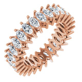 14K Gold Marquise Natural Diamond Shared-Prong Eternity Band – 4x2 mm Stones (1 7/8–2 1/6 CTW) - Rose Gold