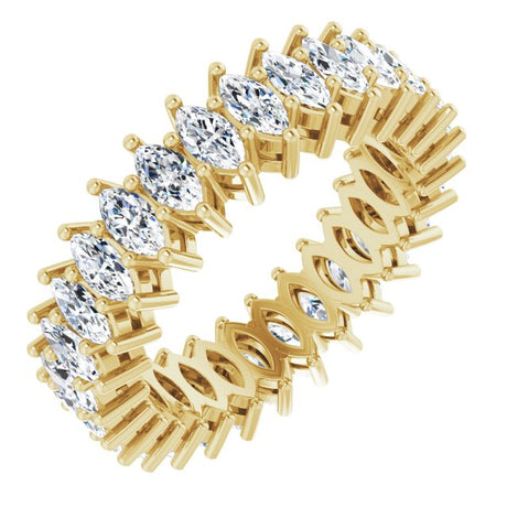 14K Gold Marquise Natural Diamond Shared-Prong Eternity Band – 4x2 mm Stones (1 7/8–2 1/6 CTW) - Yellow Gold