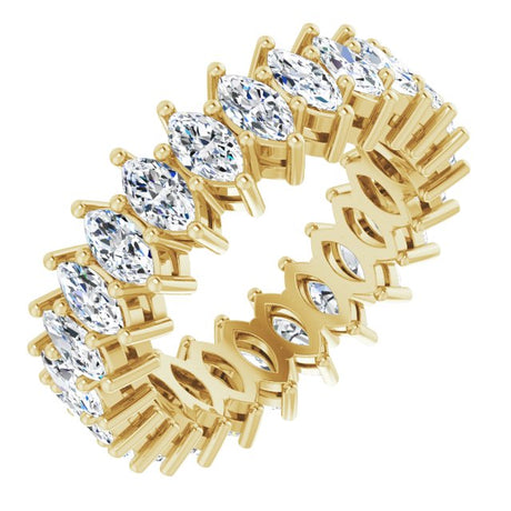 14K Gold Marquise Lab-Grown Diamond Shared-Prong Eternity Band – 4.3x2.25 mm Stones - Yellow Gold