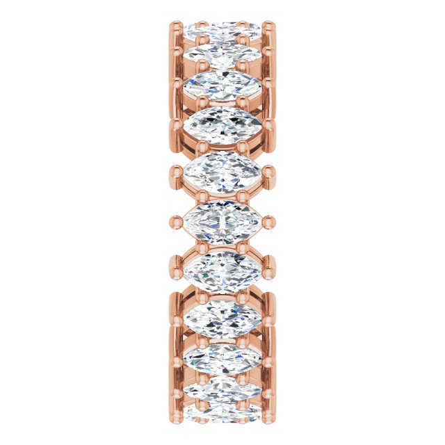 14K Gold Marquise Lab-Grown Diamond Shared-Prong Eternity Band – 4.3x2.25 mm Stones - Rose Gold - view 4