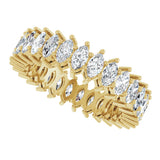 14K Gold Marquise Natural Diamond Shared-Prong Eternity Band – 4.3x2.25 mm Stones - Yellow Gold - view 5