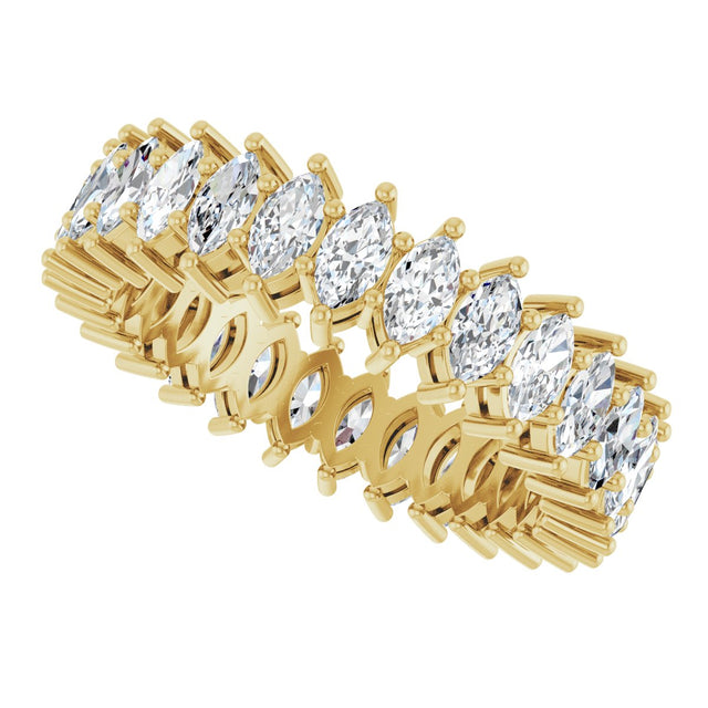 14K Gold Marquise Lab-Grown Diamond Shared-Prong Eternity Band – 4.3x2.25 mm Stones - Yellow Gold - view 5