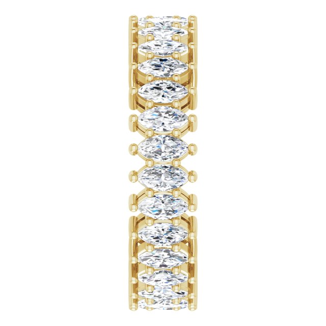 14K Gold Marquise Natural Diamond Shared-Prong Eternity Band – 4x2 mm Stones (1 7/8–2 1/6 CTW) - Yellow Gold - view 4