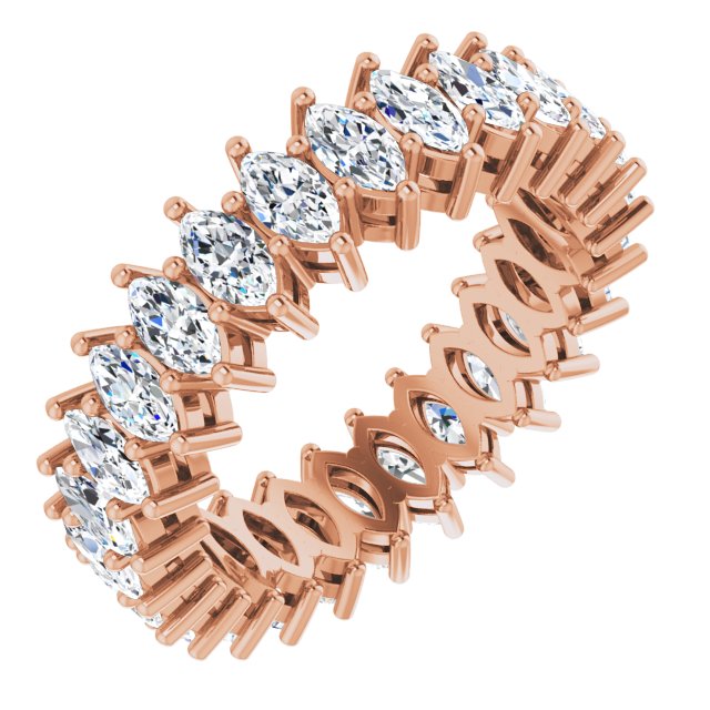 14K Gold Marquise Natural Diamond Shared-Prong Eternity Band – 4.3x2.25 mm Stones - Rose Gold