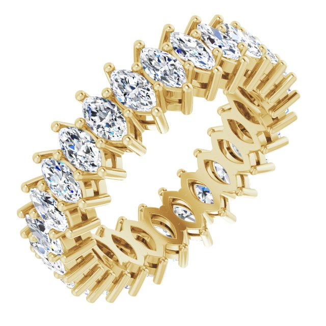 14K Gold Marquise Natural Diamond Shared-Prong Eternity Band – 4.3x2.25 mm Stones - Yellow Gold