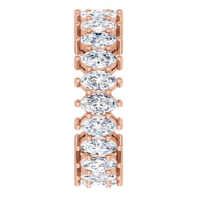 14K Gold Marquise Lab-Grown Diamond Shared-Prong Eternity Band – 4.5x2.5 mm Stones (2 7/8–3 1/4 CTW) - Rose Gold - view 4