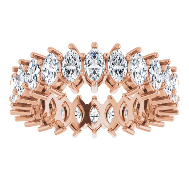 14K Gold Marquise Lab-Grown Diamond Shared-Prong Eternity Band – 4.5x2.5 mm Stones (2 7/8–3 1/4 CTW) - Rose Gold - view 3