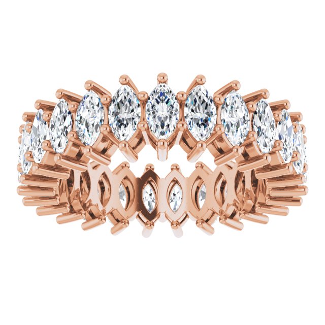 14K Gold Marquise Lab-Grown Diamond Shared-Prong Eternity Band – 4.3x2.25 mm Stones - Rose Gold - view 3