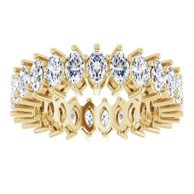 14K Gold Marquise Lab-Grown Diamond Shared-Prong Eternity Band – 4.3x2.25 mm Stones - Yellow Gold - view 3