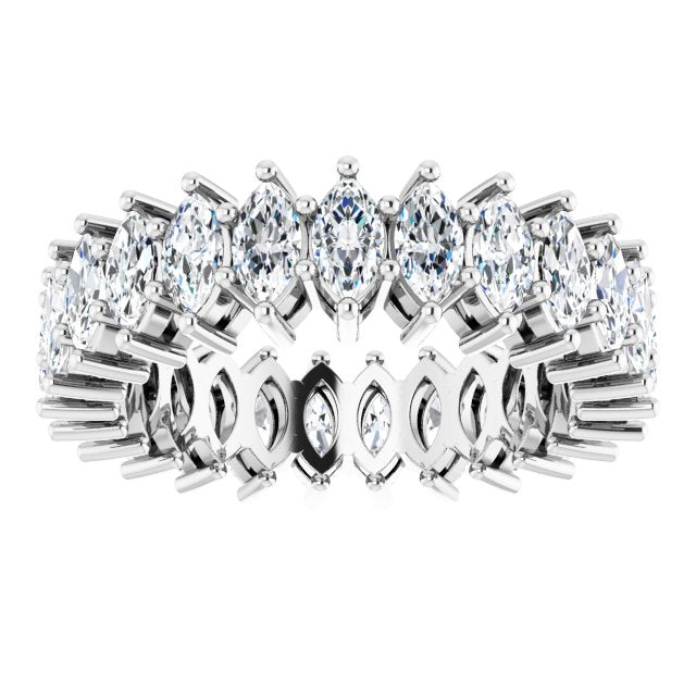 14K Gold Marquise Natural Diamond Shared-Prong Eternity Band – 4.3x2.25 mm Stones - White Gold - view 3