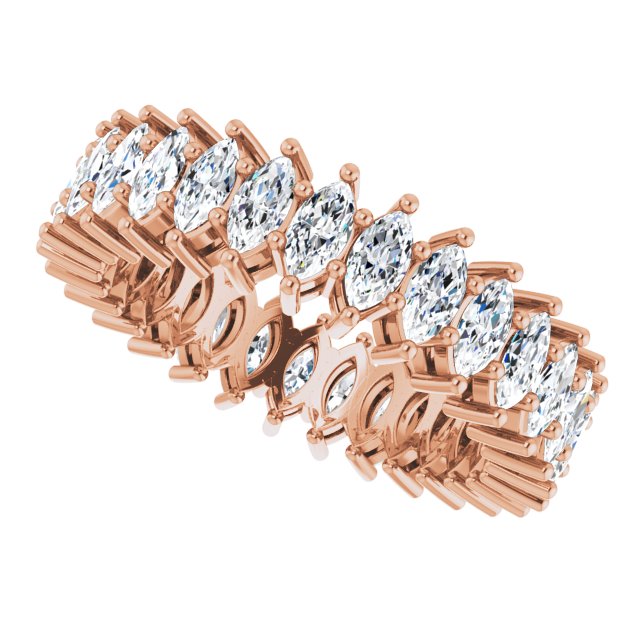 14K Gold Marquise Lab-Grown Diamond Shared-Prong Eternity Band – 4x2 mm Stones (1 7/8–2 1/6 CTW) - Rose Gold - view 5