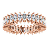 14K Gold Marquise Natural Diamond Shared-Prong Eternity Band – 4x2 mm Stones (1 7/8–2 1/6 CTW) - Rose Gold - view 3