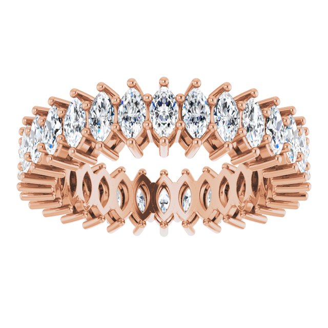14K Gold Marquise Natural Diamond Shared-Prong Eternity Band – 4x2 mm Stones (1 7/8–2 1/6 CTW) - Rose Gold - view 3