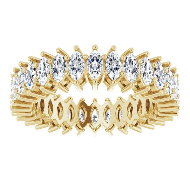 14K Gold Marquise Natural Diamond Shared-Prong Eternity Band – 4x2 mm Stones (1 7/8–2 1/6 CTW) - Yellow Gold - view 3