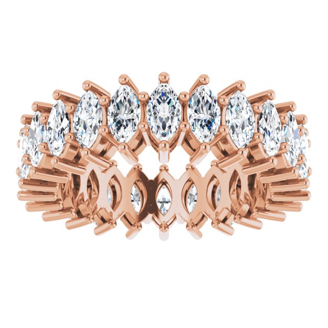 14K Gold Marquise Lab-Grown Diamond Shared-Prong Eternity Band – 4.3x2.25 mm Stones - Rose Gold - view 3