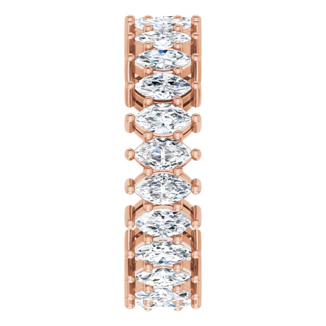 14K Gold Marquise Lab-Grown Diamond Shared-Prong Eternity Band – 4.3x2.25 mm Stones - Rose Gold - view 4