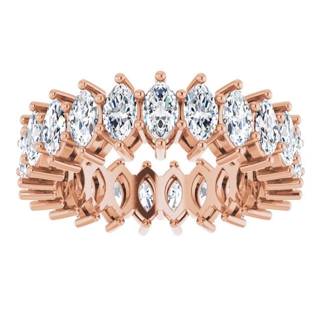 14K Gold Marquise Lab-Grown Diamond Shared-Prong Eternity Band – 4.5x2.5 mm Stones (2 7/8–3 1/4 CTW) - Rose Gold - view 3