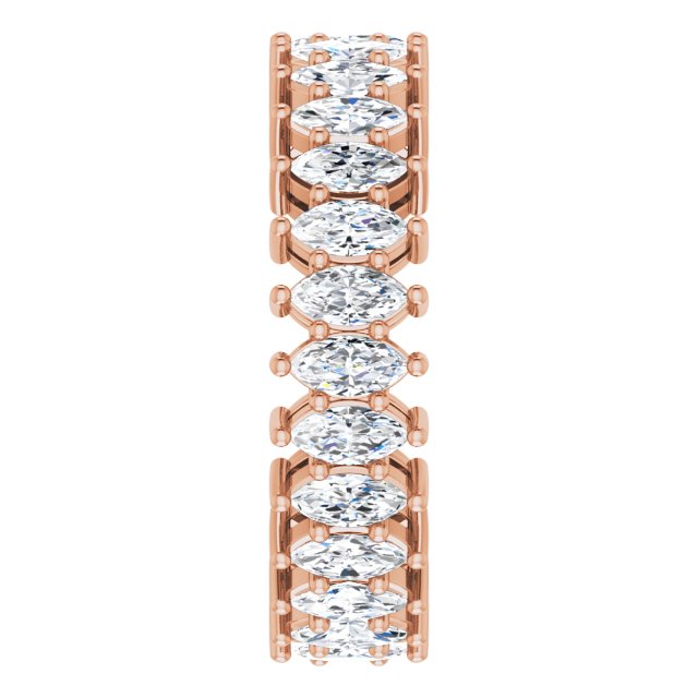 14K Gold Marquise Natural Diamond Shared-Prong Eternity Band – 4x2 mm Stones (1 7/8–2 1/6 CTW) - Rose Gold - view 4