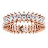 14K Gold Marquise Natural Diamond Shared-Prong Eternity Band – 4x2 mm Stones (1 7/8–2 1/6 CTW) - Rose Gold - view 3