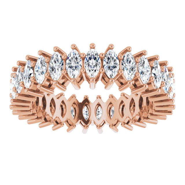 14K Gold Marquise Lab-Grown Diamond Shared-Prong Eternity Band – 4x2 mm Stones (1 7/8–2 1/6 CTW) - Rose Gold - view 3