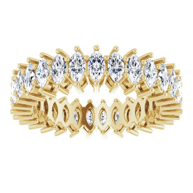14K Gold Marquise Natural Diamond Shared-Prong Eternity Band – 4x2 mm Stones (1 7/8–2 1/6 CTW) - Yellow Gold - view 3