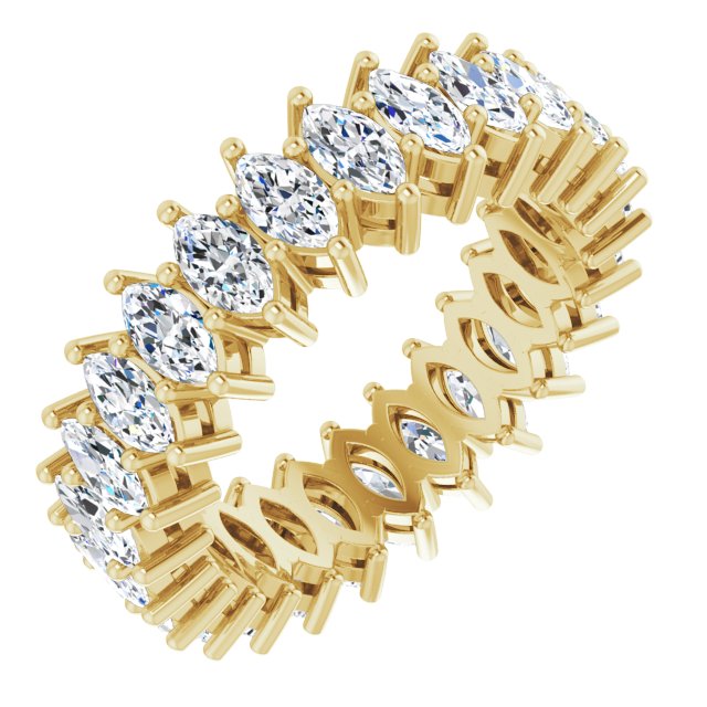 14K Gold Marquise Lab-Grown Diamond Shared-Prong Eternity Band – 4.3x2.25 mm Stones - Yellow Gold