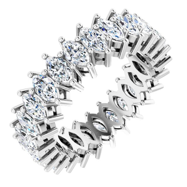 14K Gold Marquise Lab-Grown Diamond Shared-Prong Eternity Band – 4.3x2.25 mm Stones - White Gold
