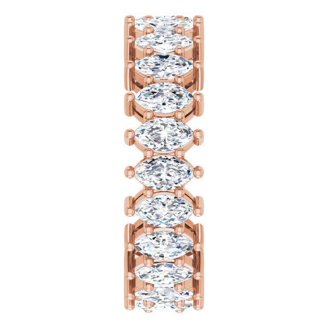 14K Gold Marquise Lab-Grown Diamond Shared-Prong Eternity Band – 4.5x2.5 mm Stones (2 7/8–3 1/4 CTW) - Rose Gold - view 4