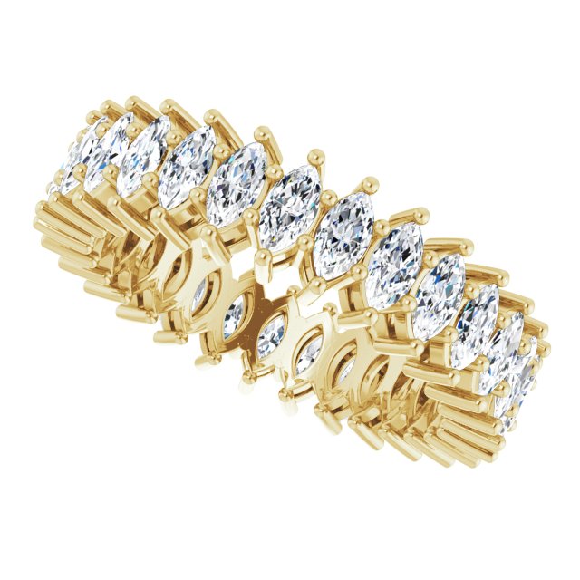 14K Gold Marquise Natural Diamond Shared-Prong Eternity Band – 4x2 mm Stones (1 7/8–2 1/6 CTW) - Yellow Gold - view 5
