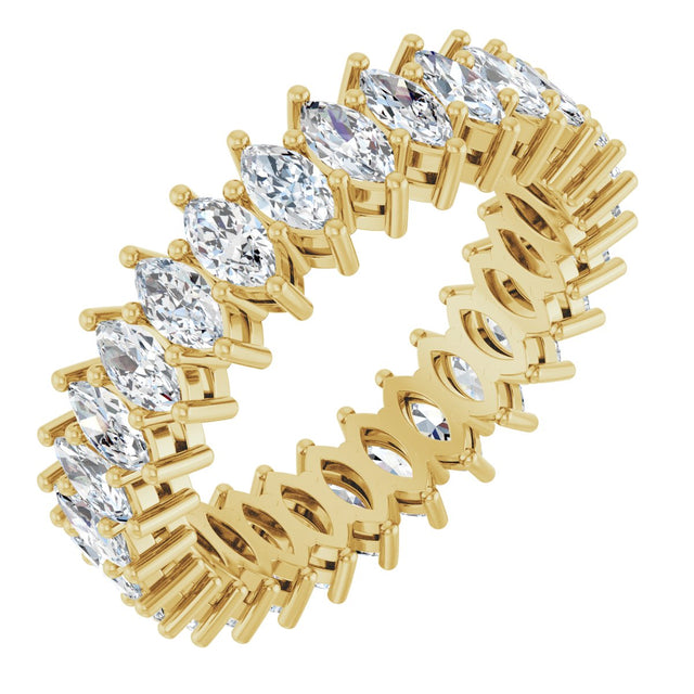 14K Gold Marquise Lab-Grown Diamond Shared-Prong Eternity Band – 4.3x2.25 mm Stones - Yellow Gold