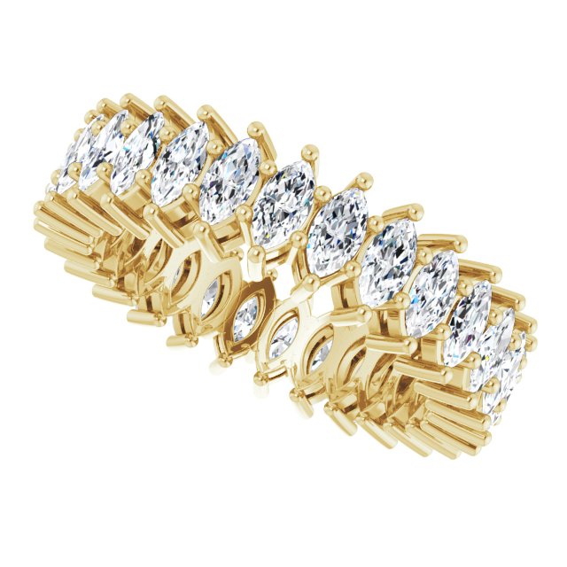 14K Gold Marquise Natural Diamond Shared-Prong Eternity Band – 4x2 mm Stones (1 7/8–2 1/6 CTW) - Yellow Gold - view 5