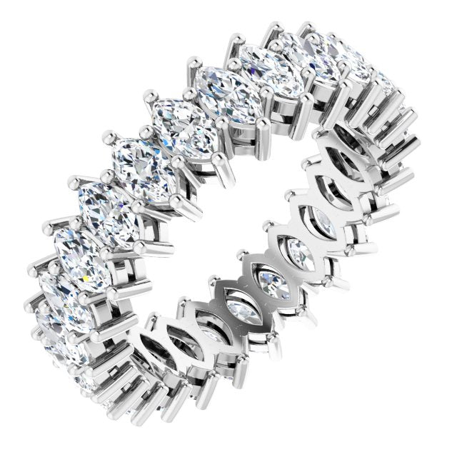 14K Gold Marquise Natural Diamond Shared-Prong Eternity Band – 4.5x2.5 mm Stones (2 7/8–3 1/4 CTW) - White Gold