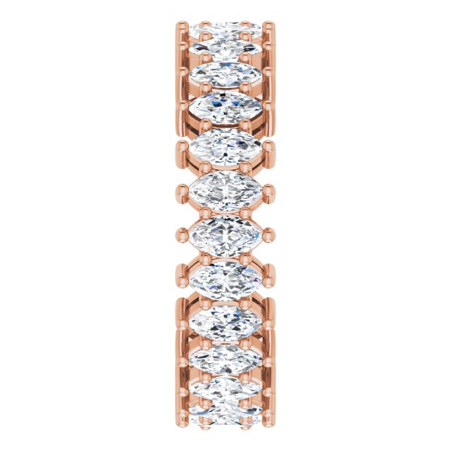 14K Gold Marquise Natural Diamond Shared-Prong Eternity Band – 4.3x2.25 mm Stones - Rose Gold - view 4