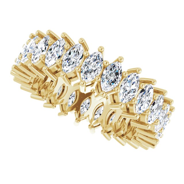 14K Gold Marquise Lab-Grown Diamond Shared-Prong Eternity Band – 4.3x2.25 mm Stones - Yellow Gold - view 5