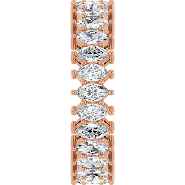 14K Gold Marquise Natural Diamond Shared-Prong Eternity Band – 4.3x2.25 mm Stones - Rose Gold - view 4