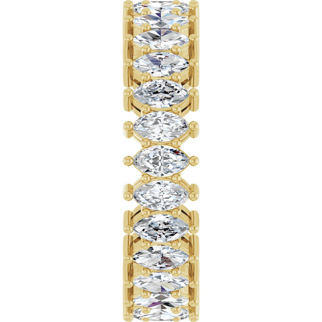 14K Gold Marquise Lab-Grown Diamond Shared-Prong Eternity Band – 4.3x2.25 mm Stones - Yellow Gold - view 4