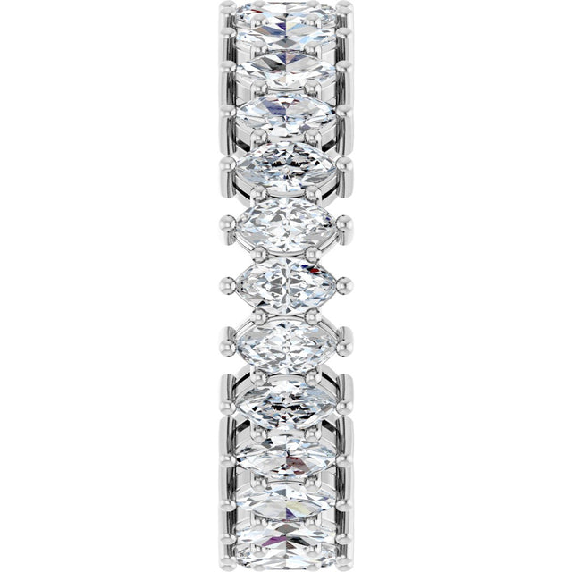 Platinum Marquise Natural Diamond Shared-Prong Eternity Band – 4.3x2.25 mm Stones - view 4