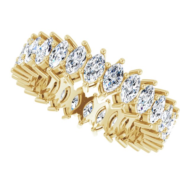 14K Gold Marquise Lab-Grown Diamond Shared-Prong Eternity Band – 4.3x2.25 mm Stones - Yellow Gold - view 5