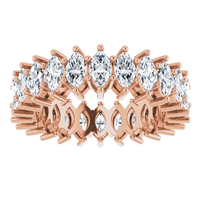 14K Gold Marquise Lab-Grown Diamond Shared-Prong Eternity Band – 4.5x2.5 mm Stones (2 7/8–3 1/4 CTW) - Rose Gold - view 3