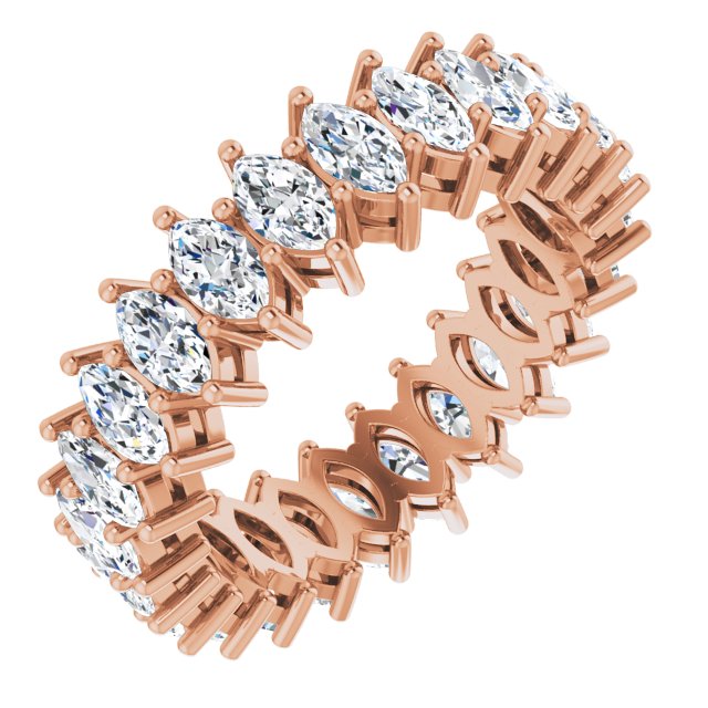 14K Gold Marquise Lab-Grown Diamond Shared-Prong Eternity Band – 4.5x2.5 mm Stones (2 7/8–3 1/4 CTW) - Rose Gold