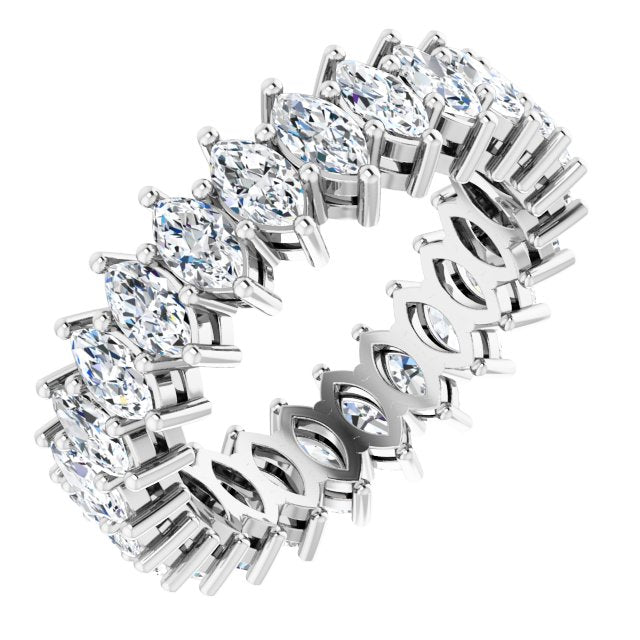 14K Gold Marquise Natural Diamond Shared-Prong Eternity Band – 4.5x2.5 mm Stones (2 7/8–3 1/4 CTW) - White Gold