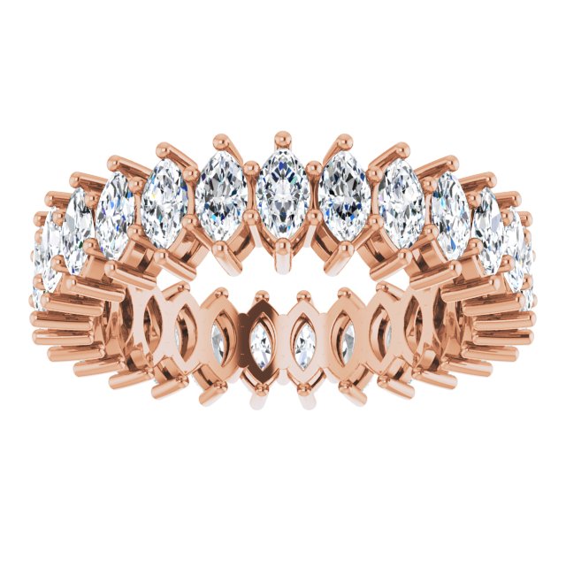 14K Gold Marquise Natural Diamond Shared-Prong Eternity Band – 4.3x2.25 mm Stones - Rose Gold - view 3