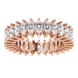 14K Gold Marquise Natural Diamond Shared-Prong Eternity Band – 4x2 mm Stones (1 7/8–2 1/6 CTW) - Rose Gold - view 3