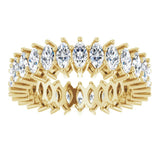 14K Gold Marquise Natural Diamond Shared-Prong Eternity Band – 4x2 mm Stones (1 7/8–2 1/6 CTW) - Yellow Gold - view 3