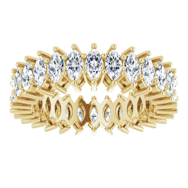 14K Gold Marquise Natural Diamond Shared-Prong Eternity Band – 4x2 mm Stones (1 7/8–2 1/6 CTW) - Yellow Gold - view 3