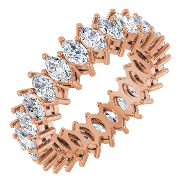 14K Gold Marquise Lab-Grown Diamond Shared-Prong Eternity Band – 4.5x2.5 mm Stones (2 7/8–3 1/4 CTW) - Rose Gold