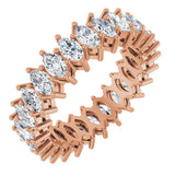 14K Gold Marquise Natural Diamond Shared-Prong Eternity Band – 4.5x2.5 mm Stones (2 7/8–3 1/4 CTW) - Rose Gold