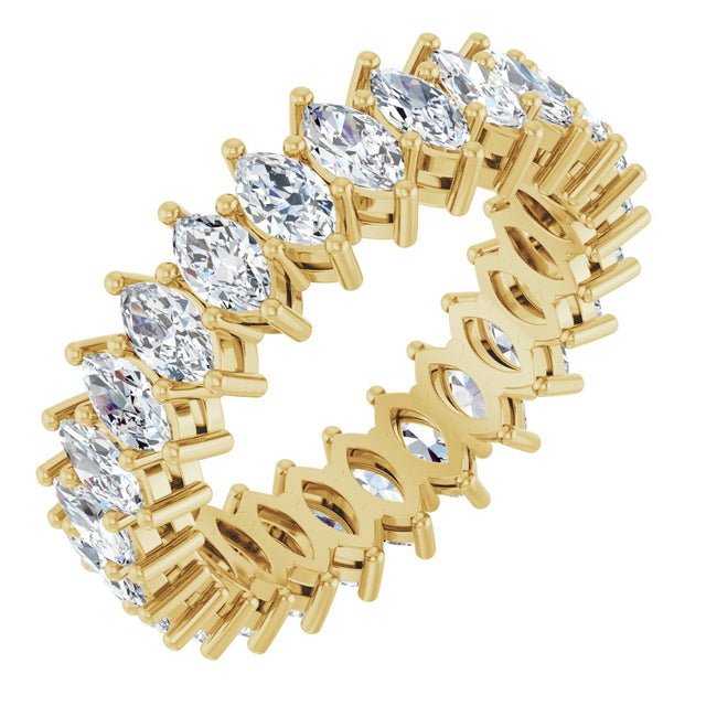 14K Gold Marquise Natural Diamond Shared-Prong Eternity Band – 4.5x2.5 mm Stones (2 7/8–3 1/4 CTW) - Yellow Gold