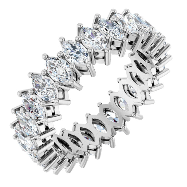 14K Gold Marquise Natural Diamond Shared-Prong Eternity Band – 4.5x2.5 mm Stones (2 7/8–3 1/4 CTW) - White Gold